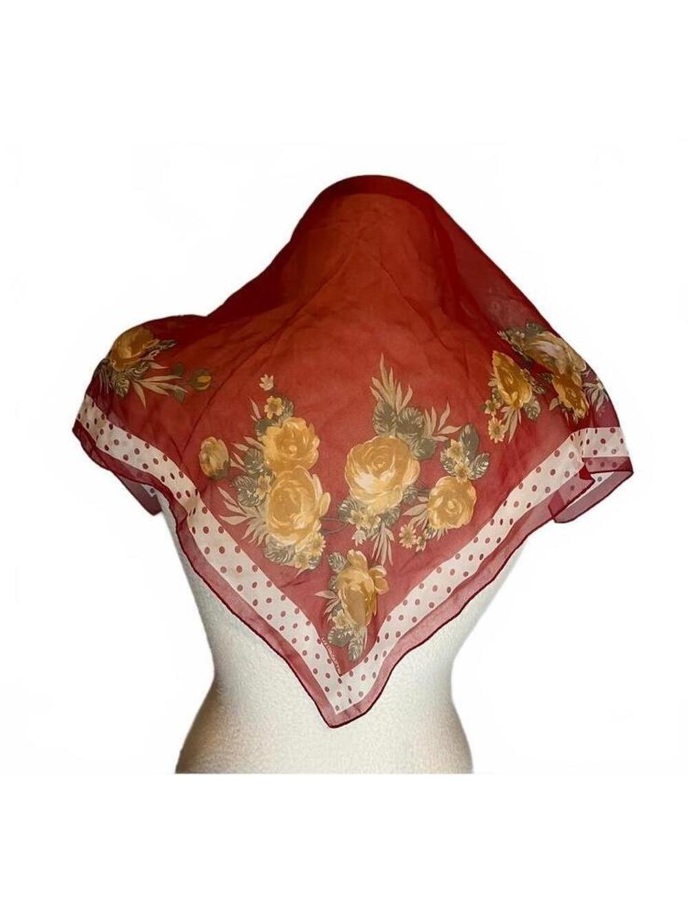 20x20” 100% silk scarf vintage red floral Liz Claiborne